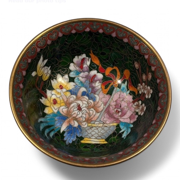 Other - 💕Vintage enamel floral basket bowl